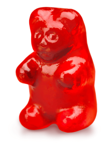 gummibär ein rotes Gummibärchen